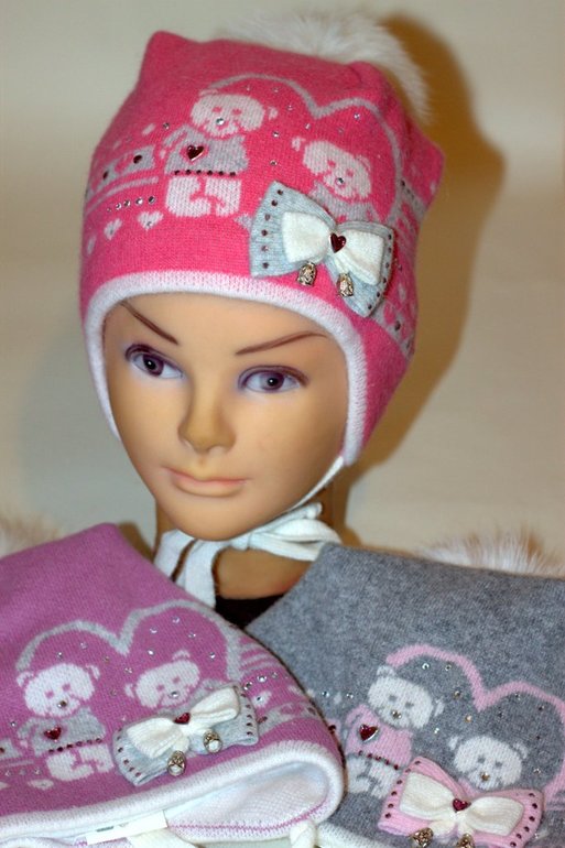 Зимние шапочки для девочек р.50-54 в наличии! Скидки!!!