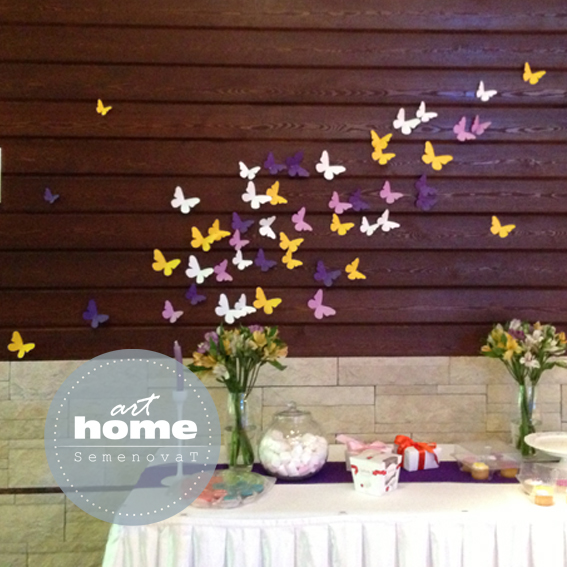 Бумажные бабочки для декора свадьбы