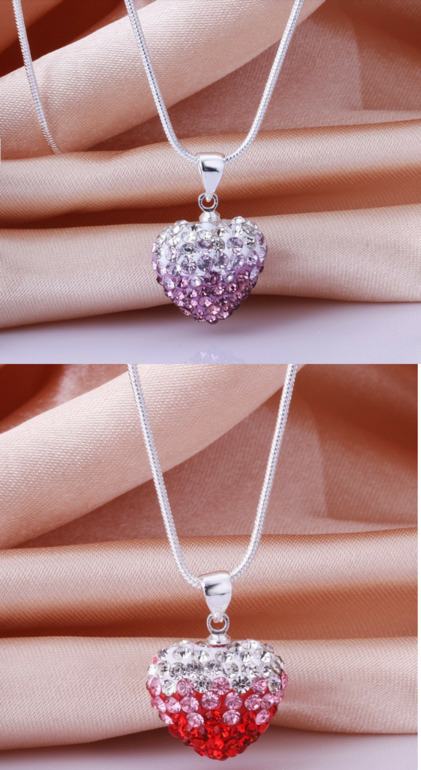 Кулон сердце Shamballa с цепочкой, цена 65 руб!