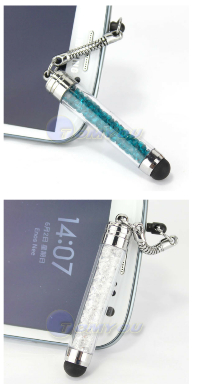 стилус с кристаллами с заглушкой разъема для наушников 3, 5мм, цена 65 руб!