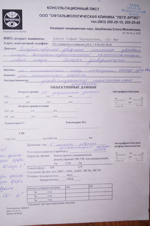 Консультация офтальмолога