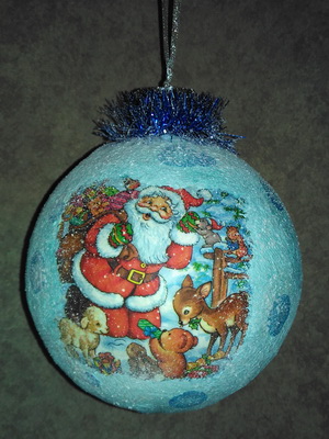 Елочный шар из папье-маше Канун Рождества 8 см фото