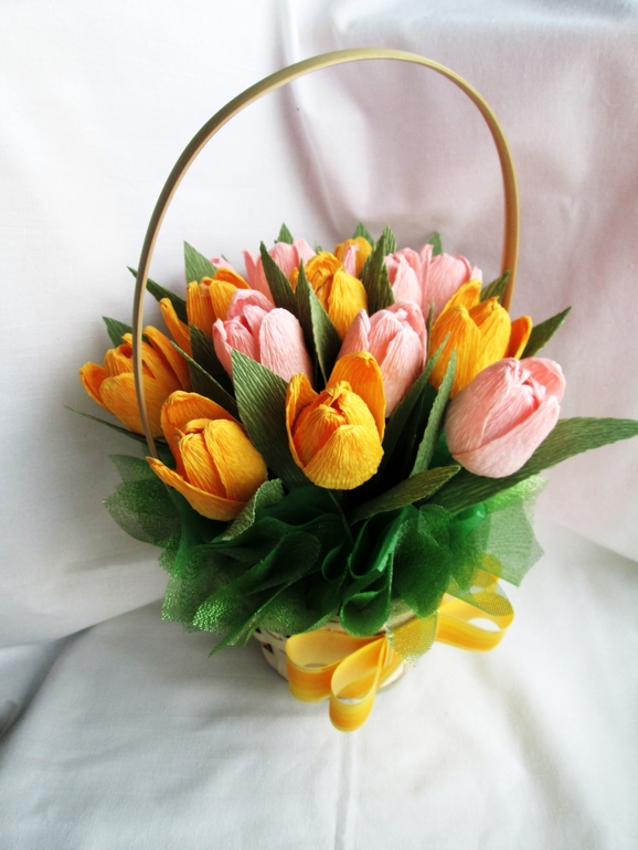 Корзинка с тюльпанами