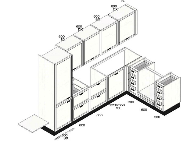 Складская программа кухонь фабрики Scavolini (Италия).