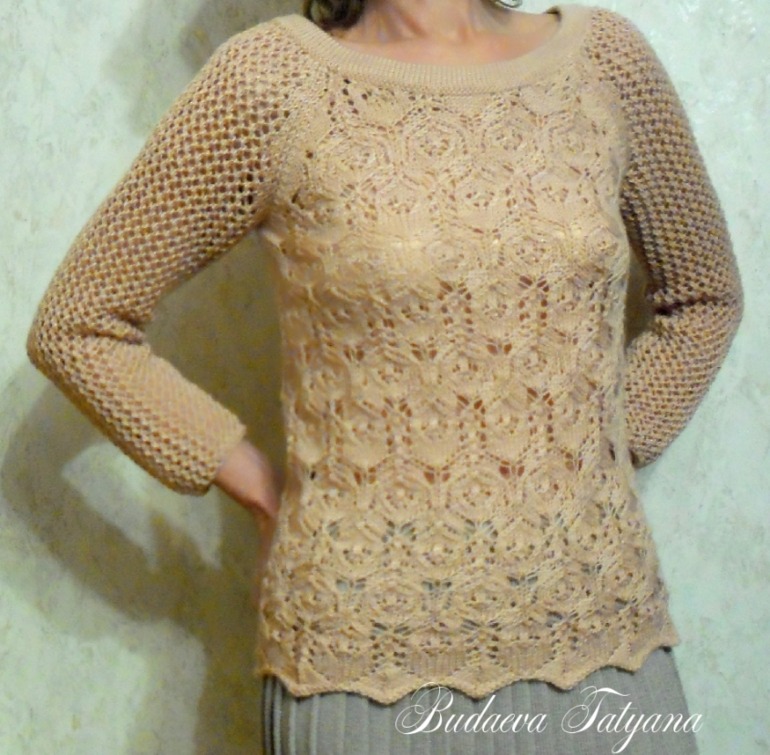 Пуловер "Пёрышки в ажуре"