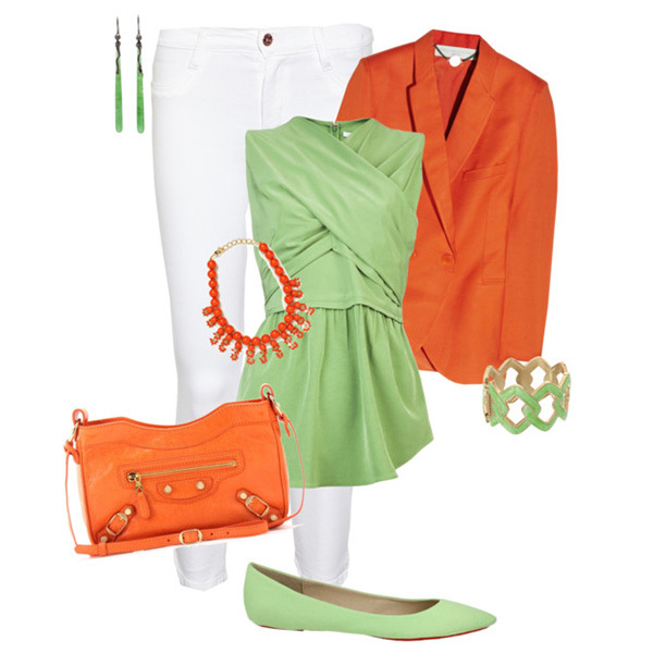 Оранжевый и зеленый в одежде