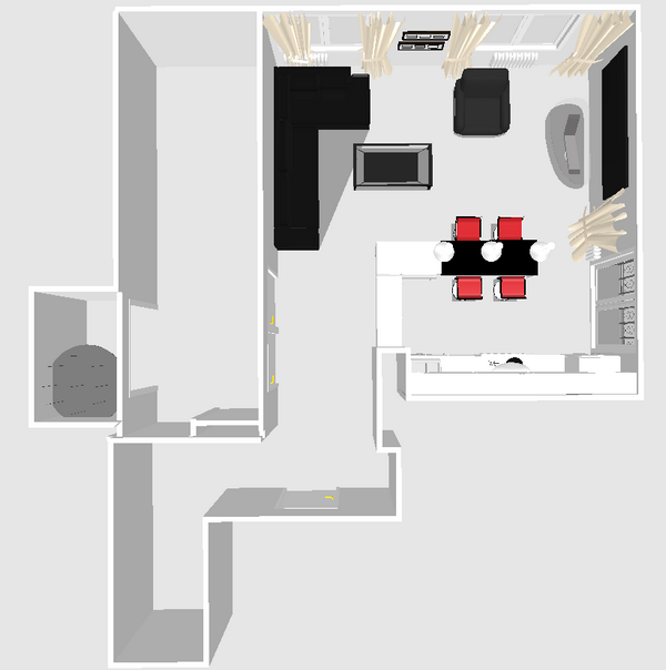 Дизайн-проект, 5 вариант, П-образная кухня.