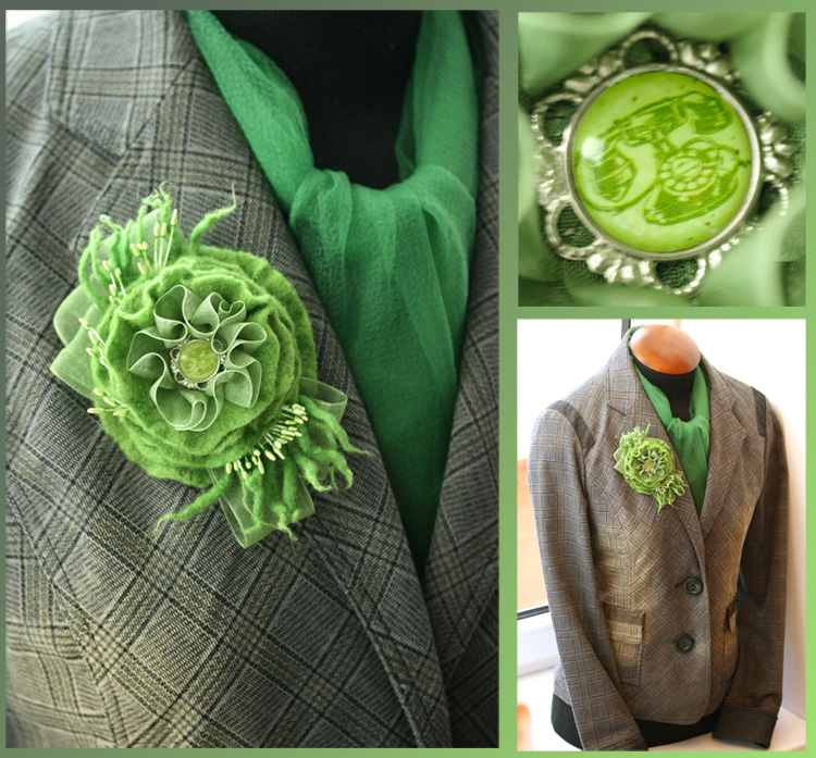 Брошь "Alter office" в стиле альтер-скрап