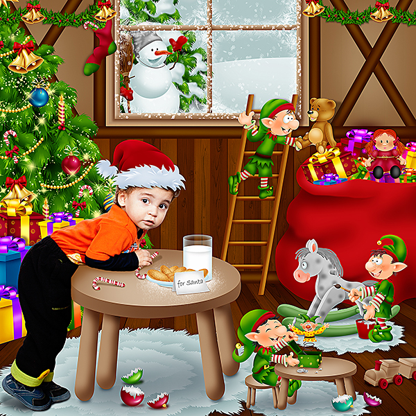 Little helpers of Santa Claus