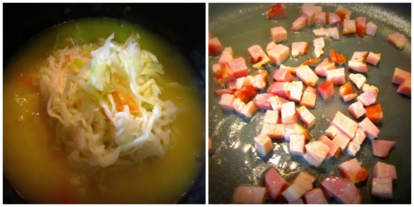 Густой картофельный суп с квашеной капустой и беконом