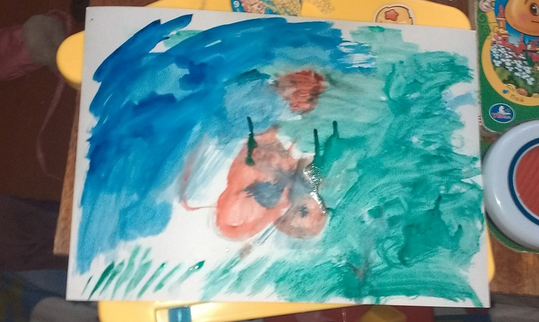 начали рисовать кистью