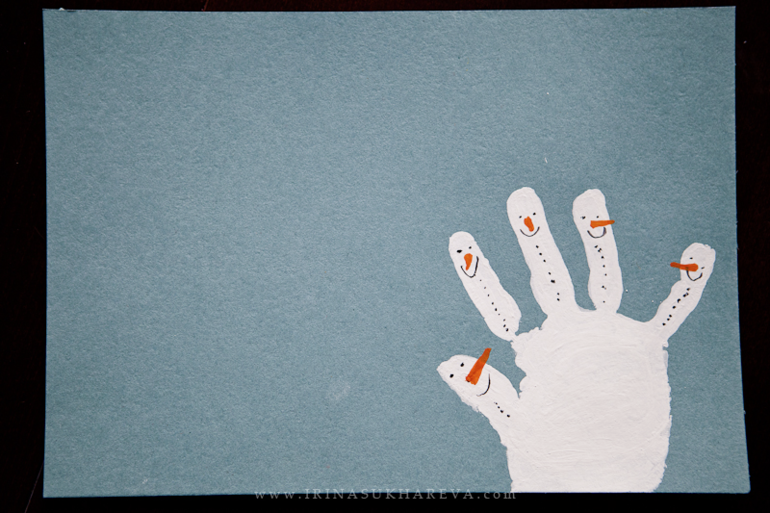 Мастер-класс по созданию новогодней открытки - команда снеговиков