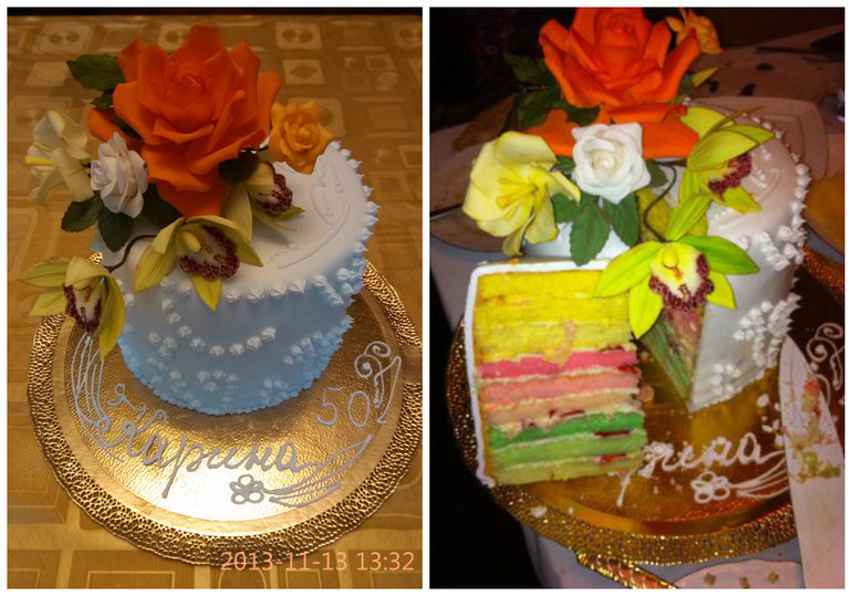 Торт с разноцветным бисквитом!