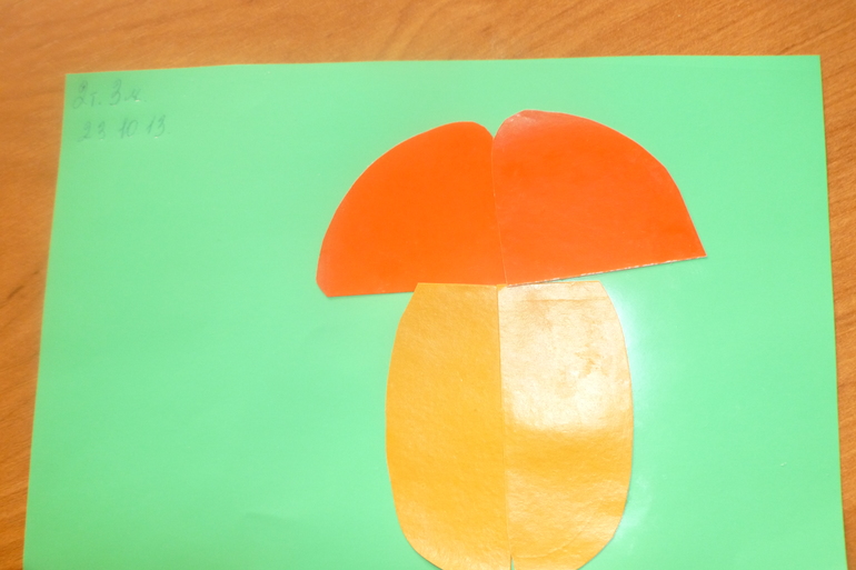 Аппликация:Цыпленок и Грибочек.