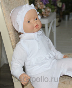 Комлект. Полукомбинезон + кофточка + чепчик с рюшей