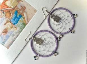 Круглые серьги с медвежонком