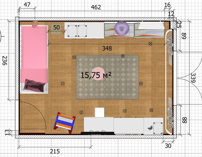 Новый проектик детской для девчонки 3х лет.