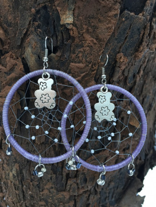 Круглые серьги с медвежонком