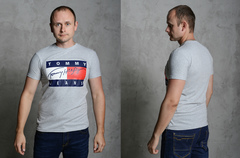 Футболка Мужская 2202 "TOMMY" Серая