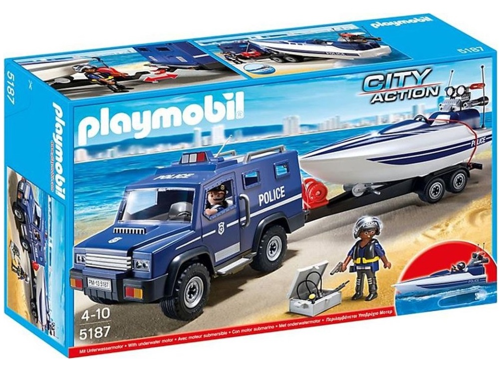 PLAYMOBIL 5187 Внедорожный полицейский фургон с лодкой.