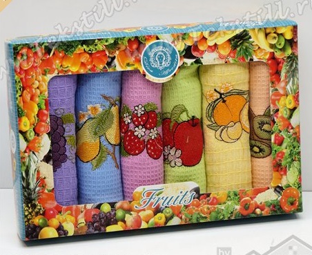 Набор Вафельных Полотенец 30x50 см. 6 шт/уп. Fruits - Niltek