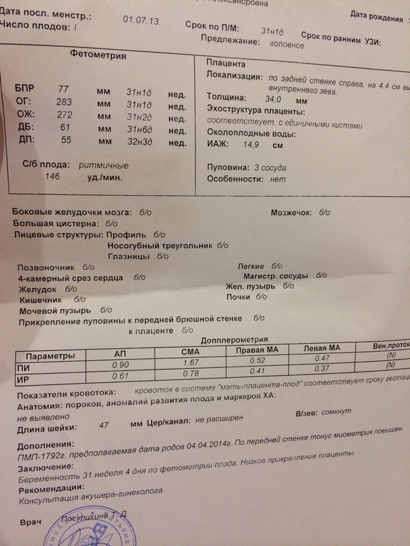 3 плановое узи+ доплер. В 31 неделю и 1 день