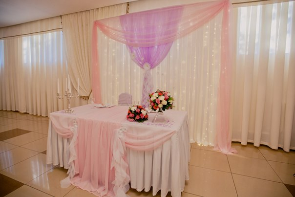 Украшение свадьбы тканями, живыми цветами, воздушными шарами!