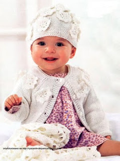 Кофточка и шапуля спицами для малышки.Описание