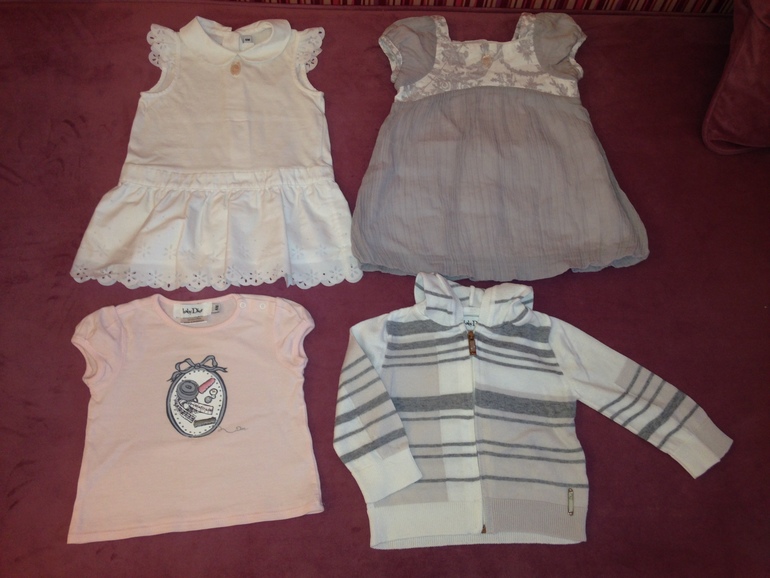 Платья, маечка, кофточка baby Dior на 6-9 мес. Плащик-парка minibanda