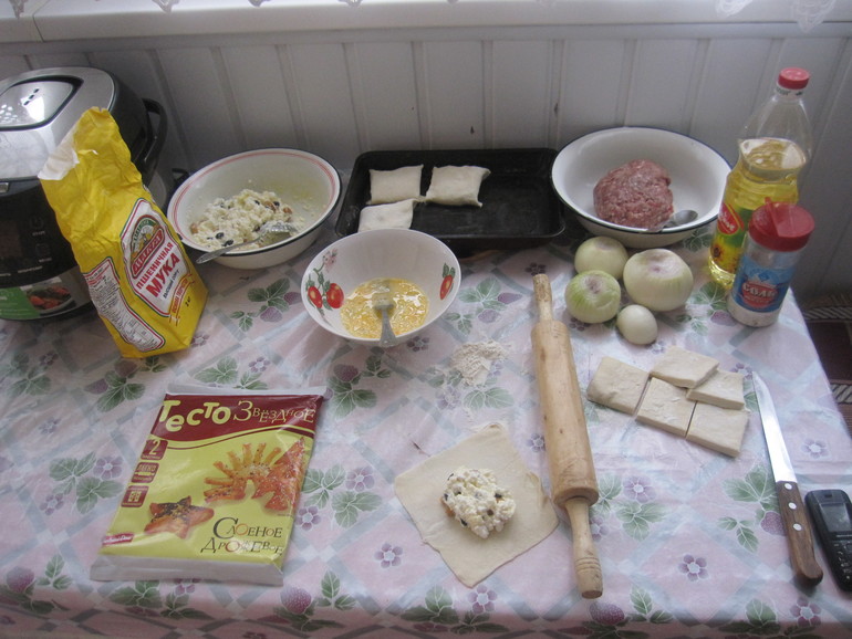 Самса с творогом и с мясом!