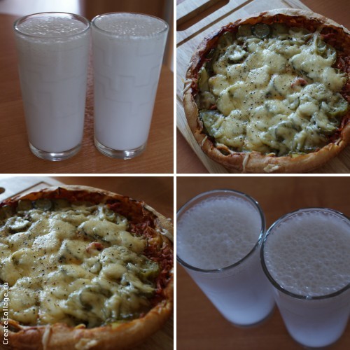 пицца и молочный коктейль