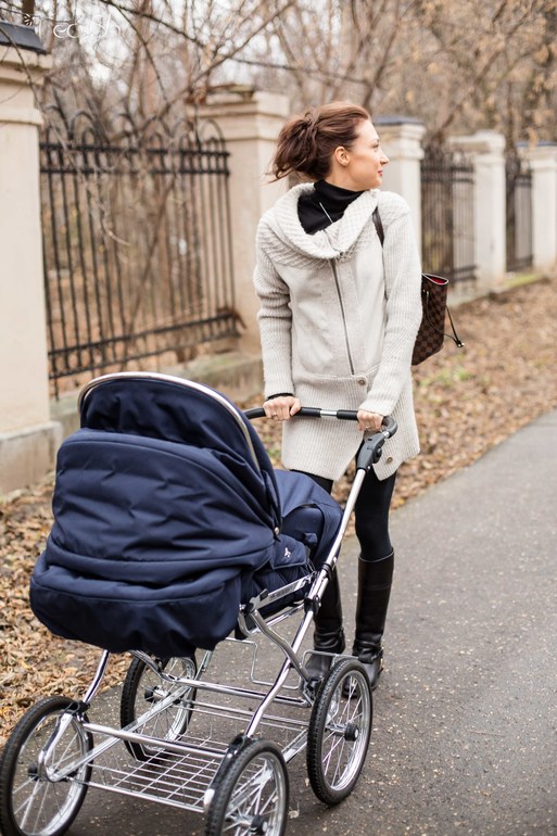 Pretty mama walking down the street