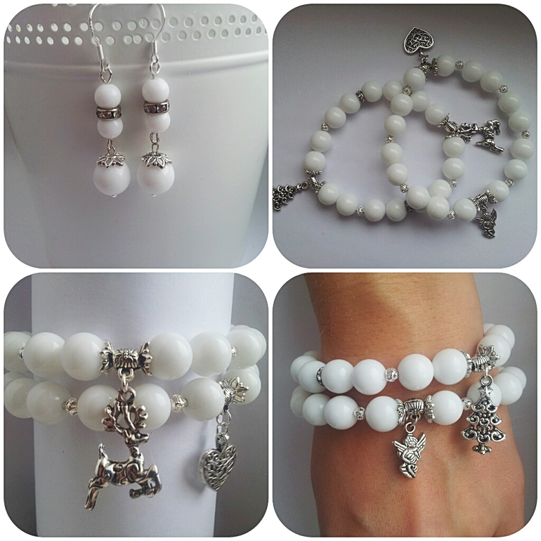 Комплект из белого агата