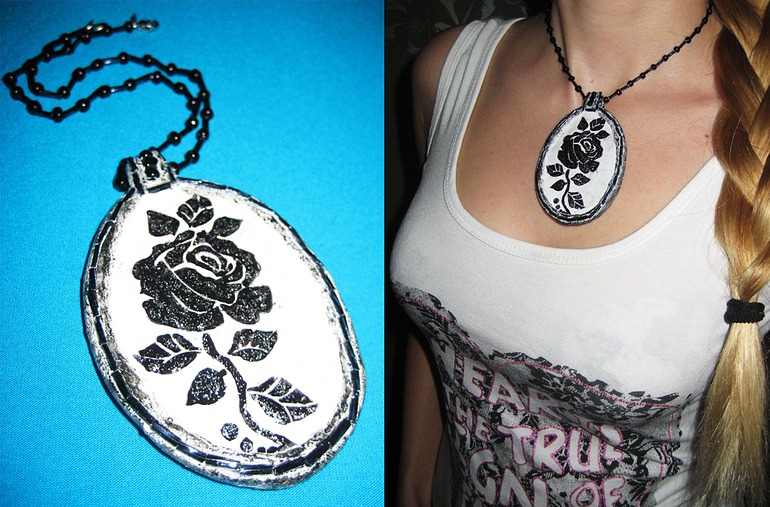 Кулон "Роза". Папье-маше. Мастер-класс