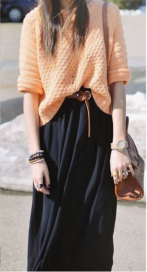 Look of the day: юбка maxi и объемный свитер