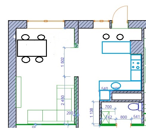 Обои в кухне-гостинной