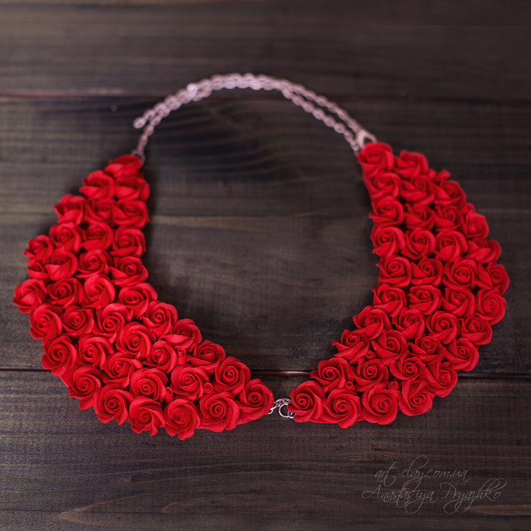 Воротнички с цветами .Полимерная глина