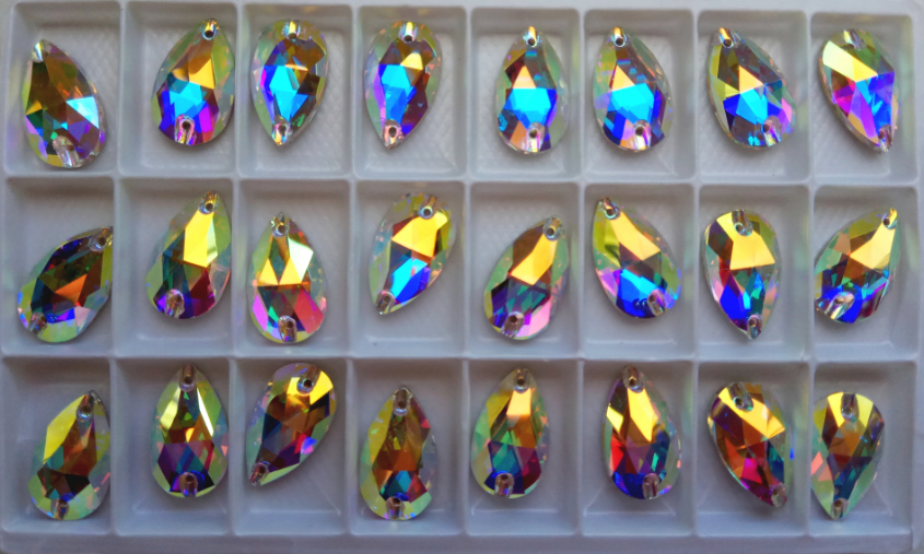 Капля 10.5х18мм цвет crystal AB высокого качества (копия сваровски)