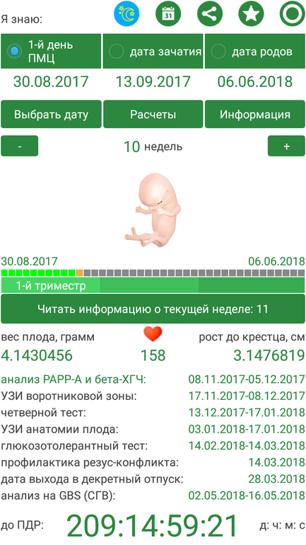 Рассчитать дату зачатия по дате рождения ребенка