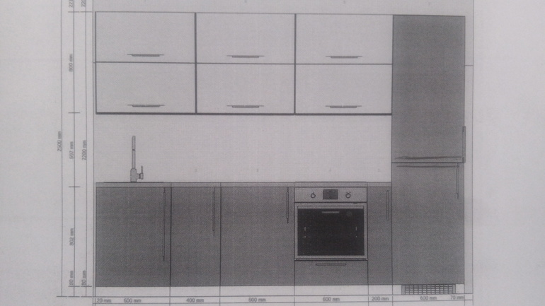 Кухня 2250 мм прямая проект