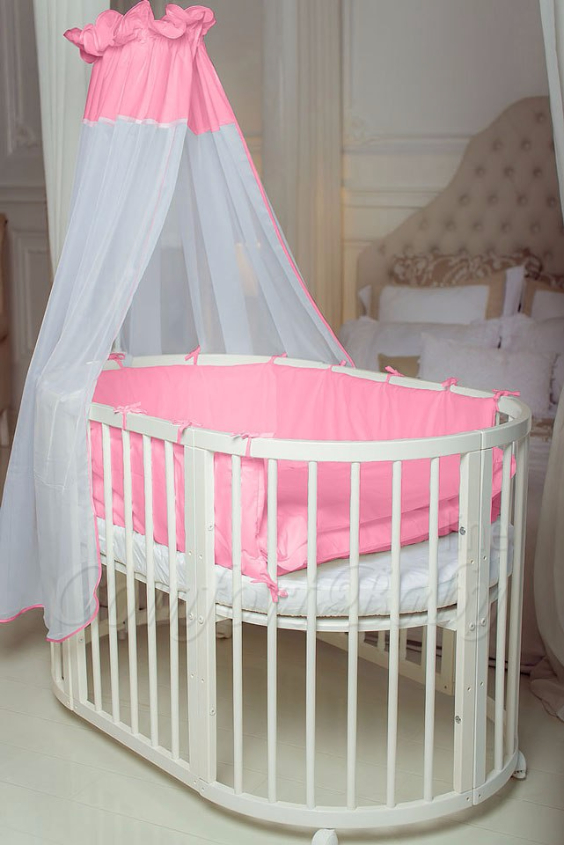 КРОВАТКА- ТРАНСФОРМЕР "COMFORT BABY" .Цена: 25 000 руб.  ХАРАКТЕРИСТИКИ:  возраст детей: 0-5 лет  габариты модели (Д х Ш х В): 1) колыбельки: 78*76*81 см  2) овальной кроватки: 128*76*81 cм  матрас приобретается отдельно.  максимальная нагрузка: 120 кг  Материал: изготавливается только из настоящего массива бука высшего сорта.  сборка: кровать в разобранном виде, простота сборки, инструкция по сборке на русском языке  продукция сертифицирована  производство: Россия  гарантия: 2 года   Дополнительные характеристики: 4 положения по высоте (расстояние положения дна от пола без колес: 1см, 12см, 37см, 57см; расстояние между отверстиями снизу-наверх: 12см, 15см, 20см.); 3 прутика - съемные.  КОНМПЛЕКТАЦИЯ:  1-я ступень - круглая кроватка  2-я ступень - овальная кроватка  3-я ступень - диванчик  4-я ступень - манеж  5-я и 6-я ступени - 2 кресла и столик  7-я ступень - пеленальный столик  ДОПОЛНИТЕЛЬНЫЕ ОПЦИИ:  Комплект постельный "Classic" +6950 руб.  Комплект постельный "Colorit" + 11990 руб.  Фирменный держатель для балдахина +790 руб.  Комплект цельных матрасов " Холкон"/ "Кокос" (круглый+овальный) +8490 руб  Маятник "ComfortBaby Pendulum" 2 в 1+6990 руб.