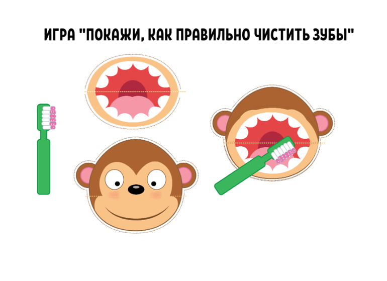 игра обезьяна с зубами чистить зубы