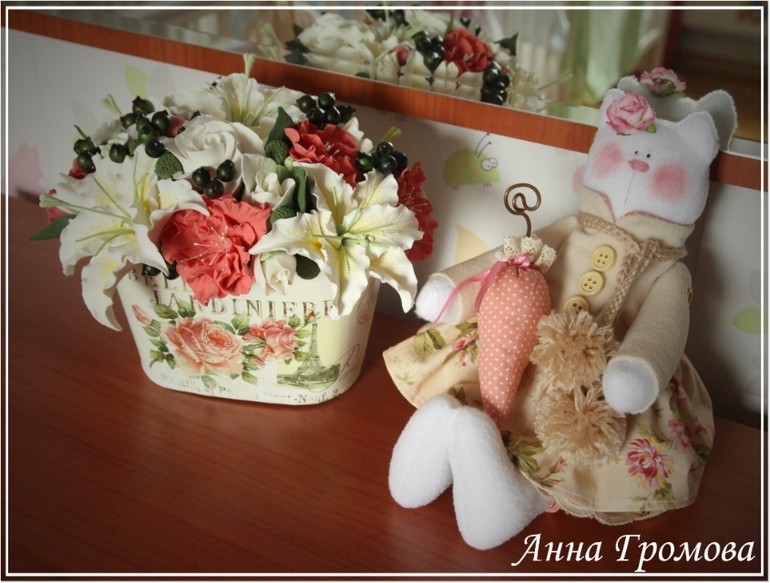 Букет из легкой глины с лилиями