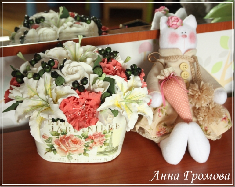 Букет из легкой глины с лилиями