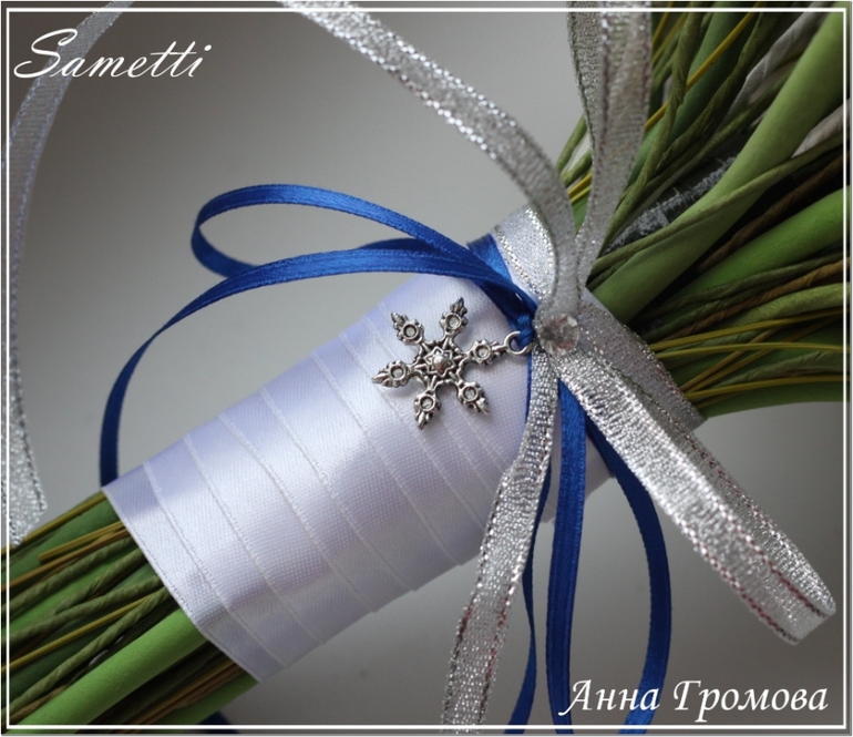 Букет из глины для зимней свадьбы и прочие аксессуары