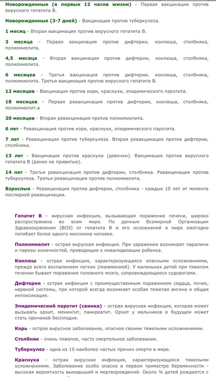 Календарь прививок (для себя)