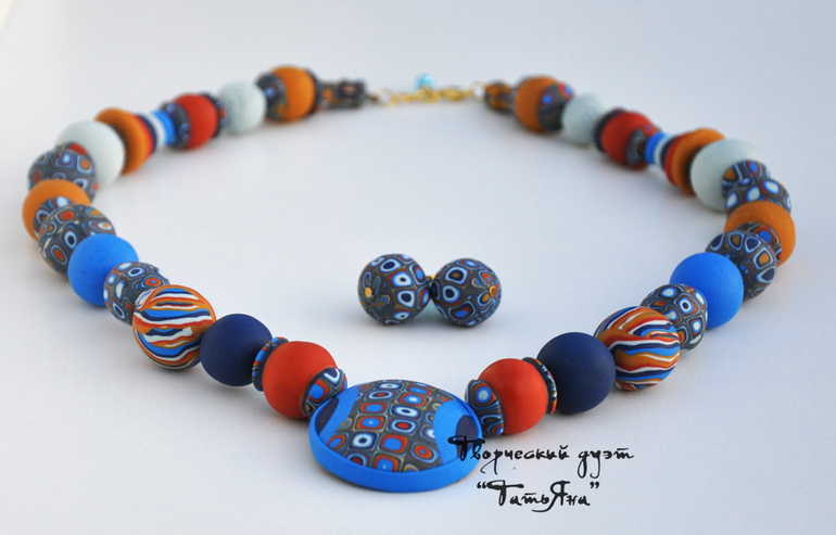 Бусы и серьги Золотая рыбка