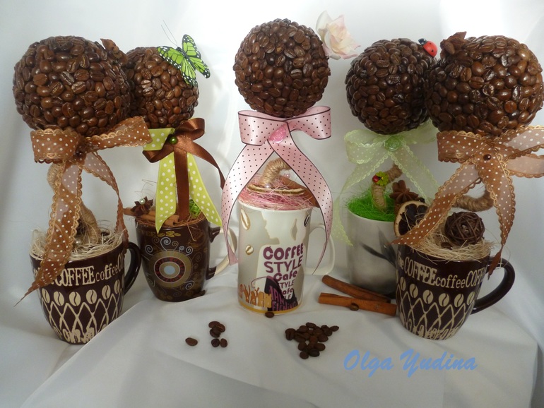 Мои кофейные топиарии,новое и ещё прошлогоднее...