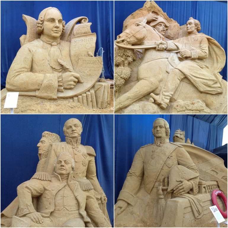 Выставка песчаных скульптур возле Храма Христа Спасителя