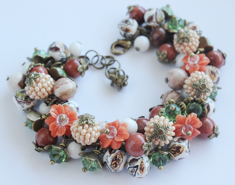 Браслет "Оранжевые цветы"